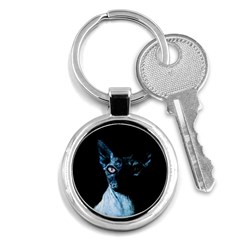 Blue Sphynx Cat Key Chains (round)  by Valentinaart