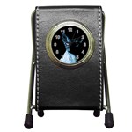 Blue Sphynx cat Pen Holder Desk Clocks Front