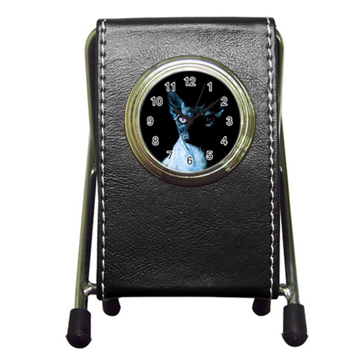 Blue Sphynx cat Pen Holder Desk Clocks