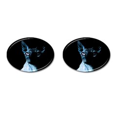 Blue Sphynx Cat Cufflinks (oval) by Valentinaart