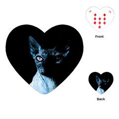 Blue Sphynx Cat Playing Cards (heart)  by Valentinaart