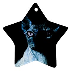 Blue Sphynx Cat Star Ornament (two Sides) by Valentinaart