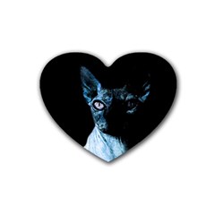 Blue Sphynx Cat Heart Coaster (4 Pack)  by Valentinaart