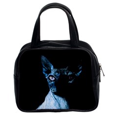 Blue Sphynx Cat Classic Handbags (2 Sides) by Valentinaart