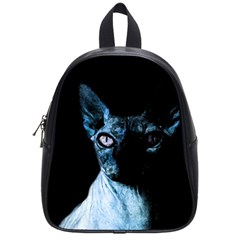 Blue Sphynx Cat School Bags (small)  by Valentinaart