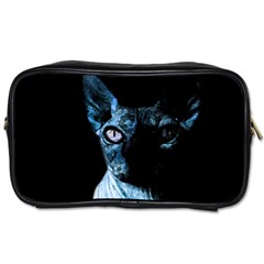 Blue Sphynx Cat Toiletries Bags by Valentinaart