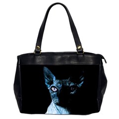 Blue Sphynx Cat Office Handbags (2 Sides)  by Valentinaart