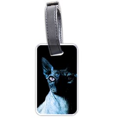 Blue Sphynx Cat Luggage Tags (one Side)  by Valentinaart