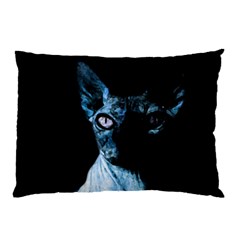 Blue Sphynx Cat Pillow Case (two Sides) by Valentinaart