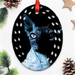 Blue Sphynx cat Oval Filigree Ornament (Two Sides) Front