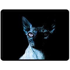 Blue Sphynx Cat Double Sided Fleece Blanket (large)  by Valentinaart