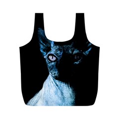 Blue Sphynx Cat Full Print Recycle Bags (m)  by Valentinaart