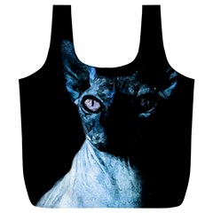 Blue Sphynx Cat Full Print Recycle Bags (l)  by Valentinaart