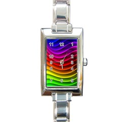 Spectrum Rainbow Background Surface Stripes Texture Waves Rectangle Italian Charm Watch by Simbadda