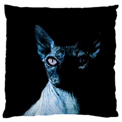 Blue Sphynx Cat Large Flano Cushion Case (two Sides) by Valentinaart