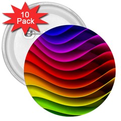 Spectrum Rainbow Background Surface Stripes Texture Waves 3  Buttons (10 Pack)  by Simbadda