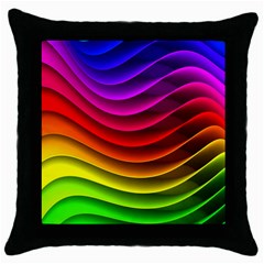 Spectrum Rainbow Background Surface Stripes Texture Waves Throw Pillow Case (black) by Simbadda