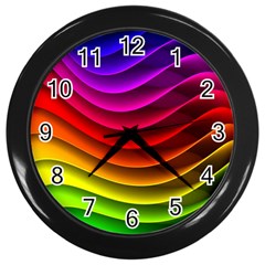 Spectrum Rainbow Background Surface Stripes Texture Waves Wall Clocks (black) by Simbadda