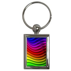 Spectrum Rainbow Background Surface Stripes Texture Waves Key Chains (rectangle)  by Simbadda