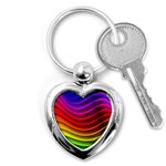 Spectrum Rainbow Background Surface Stripes Texture Waves Key Chains (Heart)  Front