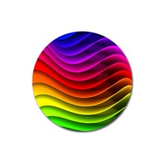 Spectrum Rainbow Background Surface Stripes Texture Waves Magnet 3  (round) by Simbadda