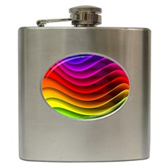 Spectrum Rainbow Background Surface Stripes Texture Waves Hip Flask (6 Oz) by Simbadda