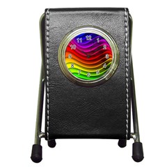 Spectrum Rainbow Background Surface Stripes Texture Waves Pen Holder Desk Clocks by Simbadda