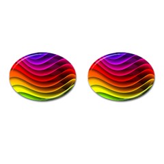 Spectrum Rainbow Background Surface Stripes Texture Waves Cufflinks (oval) by Simbadda