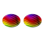 Spectrum Rainbow Background Surface Stripes Texture Waves Cufflinks (Oval) Front(Pair)