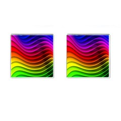 Spectrum Rainbow Background Surface Stripes Texture Waves Cufflinks (square) by Simbadda