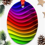 Spectrum Rainbow Background Surface Stripes Texture Waves Oval Ornament (Two Sides) Front