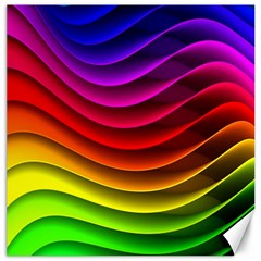 Spectrum Rainbow Background Surface Stripes Texture Waves Canvas 16  X 16   by Simbadda