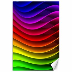 Spectrum Rainbow Background Surface Stripes Texture Waves Canvas 24  X 36  by Simbadda