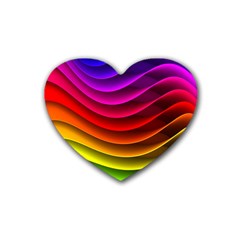 Spectrum Rainbow Background Surface Stripes Texture Waves Heart Coaster (4 Pack)  by Simbadda