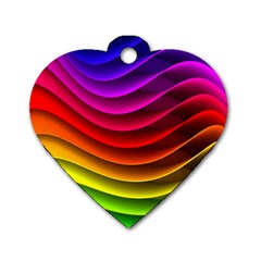 Spectrum Rainbow Background Surface Stripes Texture Waves Dog Tag Heart (two Sides) by Simbadda