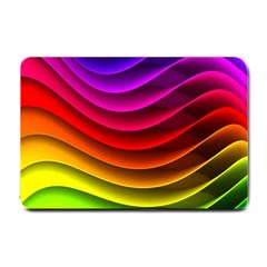 Spectrum Rainbow Background Surface Stripes Texture Waves Small Doormat  by Simbadda