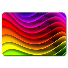 Spectrum Rainbow Background Surface Stripes Texture Waves Large Doormat  by Simbadda