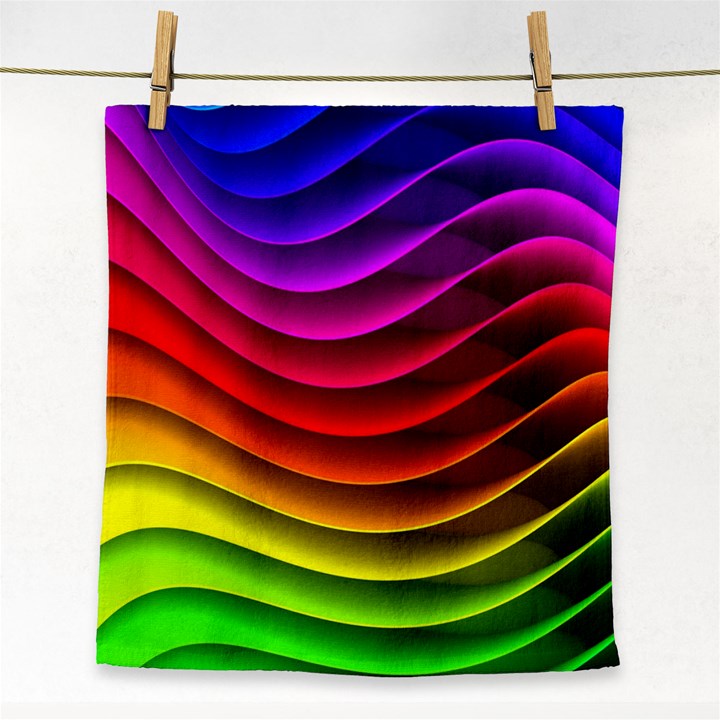 Spectrum Rainbow Background Surface Stripes Texture Waves Face Towel