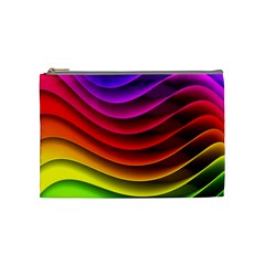 Spectrum Rainbow Background Surface Stripes Texture Waves Cosmetic Bag (medium)  by Simbadda