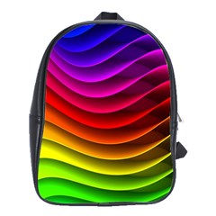 Spectrum Rainbow Background Surface Stripes Texture Waves School Bags(large)  by Simbadda