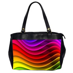 Spectrum Rainbow Background Surface Stripes Texture Waves Office Handbags (2 Sides)  by Simbadda