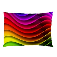 Spectrum Rainbow Background Surface Stripes Texture Waves Pillow Case (two Sides) by Simbadda