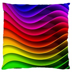 Spectrum Rainbow Background Surface Stripes Texture Waves Large Cushion Case (two Sides) by Simbadda