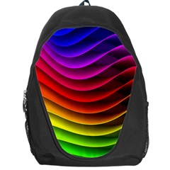 Spectrum Rainbow Background Surface Stripes Texture Waves Backpack Bag by Simbadda