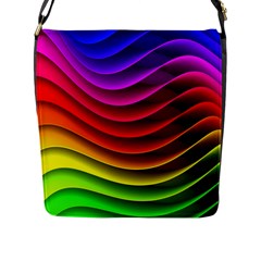 Spectrum Rainbow Background Surface Stripes Texture Waves Flap Messenger Bag (l)  by Simbadda