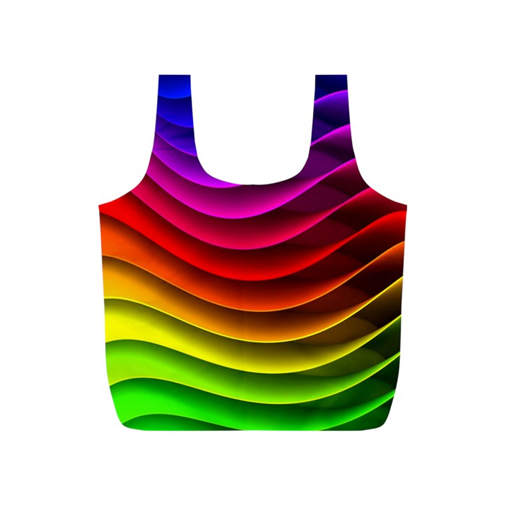 Spectrum Rainbow Background Surface Stripes Texture Waves Full Print Recycle Bags (S) 