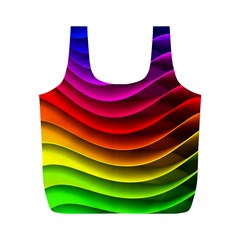 Spectrum Rainbow Background Surface Stripes Texture Waves Full Print Recycle Bags (m)  by Simbadda