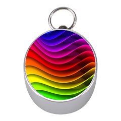 Spectrum Rainbow Background Surface Stripes Texture Waves Mini Silver Compasses by Simbadda