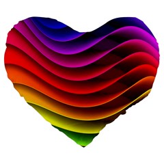 Spectrum Rainbow Background Surface Stripes Texture Waves Large 19  Premium Flano Heart Shape Cushions by Simbadda