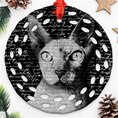 Sphynx Cat Ornament (round Filigree) by Valentinaart